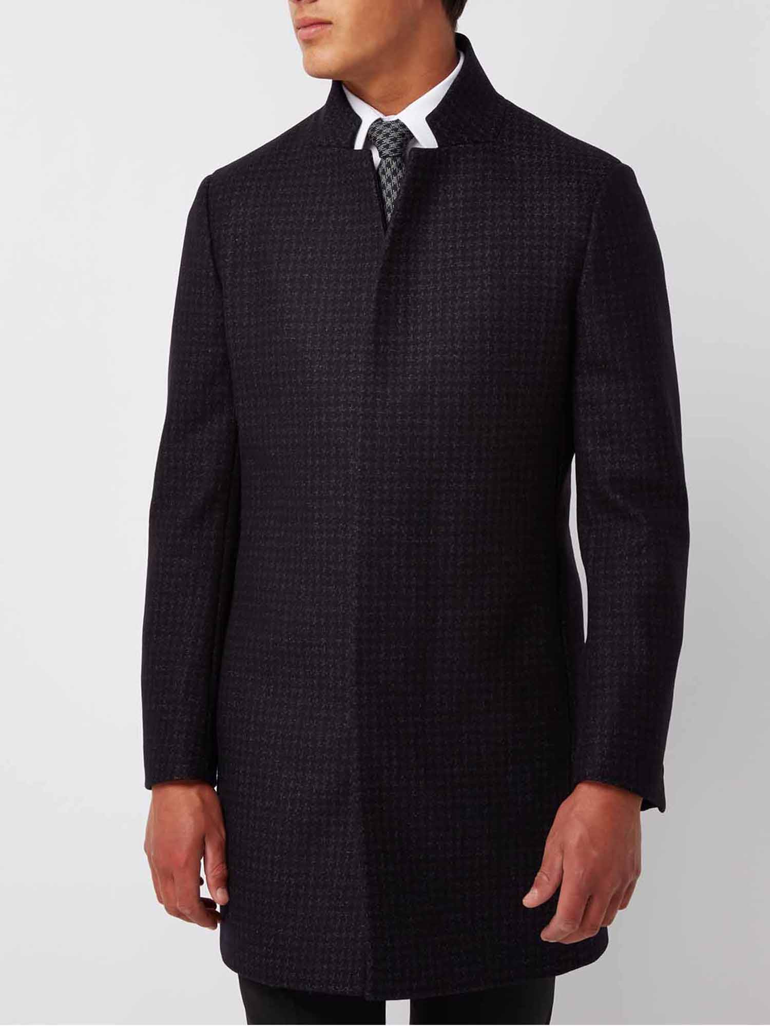 mens navy overcoat slim fit