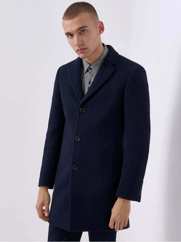 Mens Navy Overcoat | Remus Uomo | Great prices – FOCUS Menswear