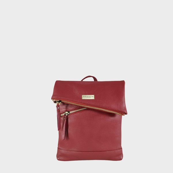 Womens Red Mini Soft Real Leather Backpack Rucksack uk