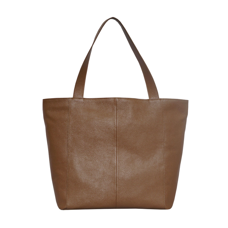 'CORDER' Tan Pebble Grain Soft Real Leather Oversized Tote Bag for ...