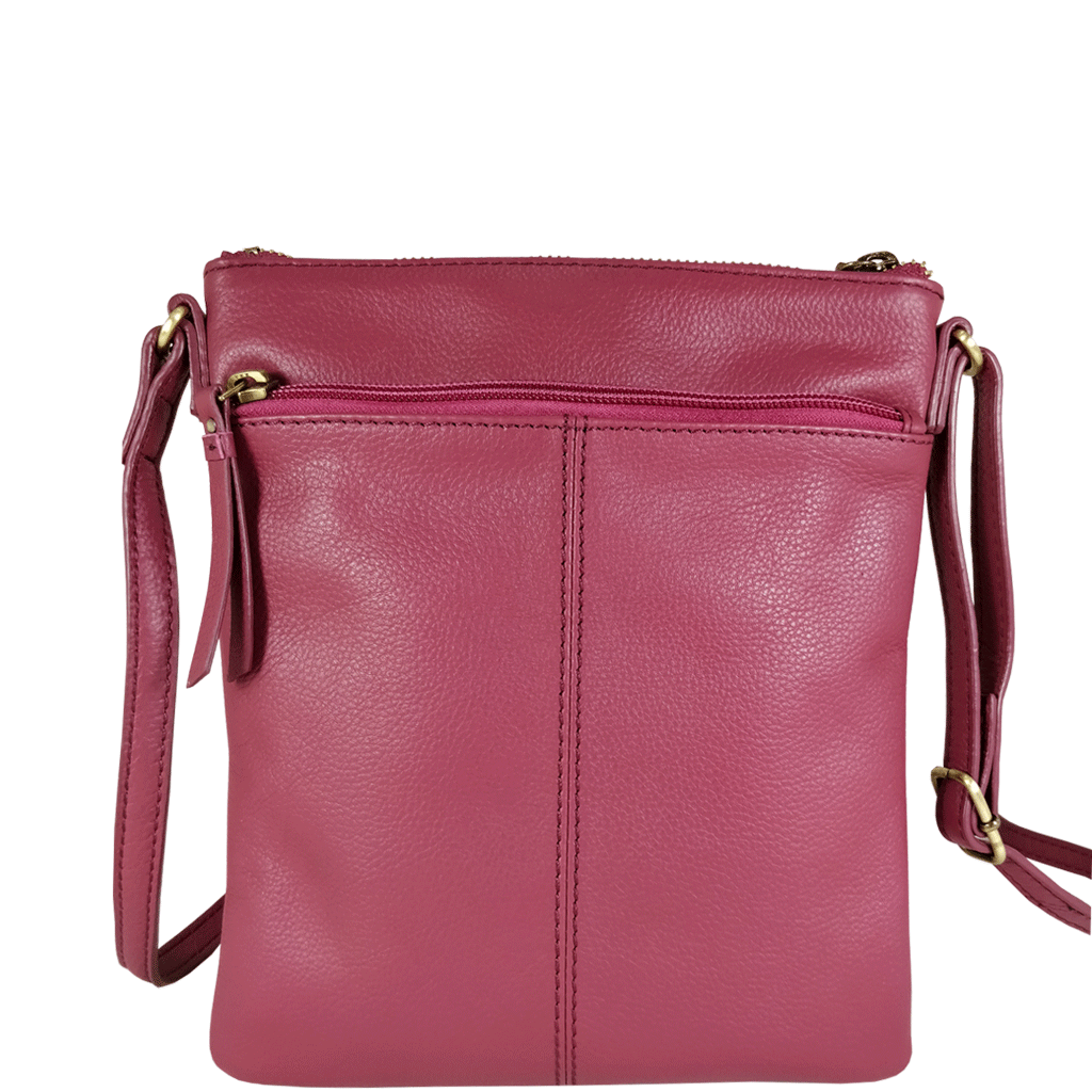 Pink Soft Real Leather Lightweight Travel Crossbody Bag for Women UK ...