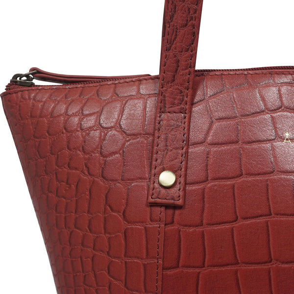 Women's Tan Croc Real Leather Unlined Large Bucket Bag | Melanie