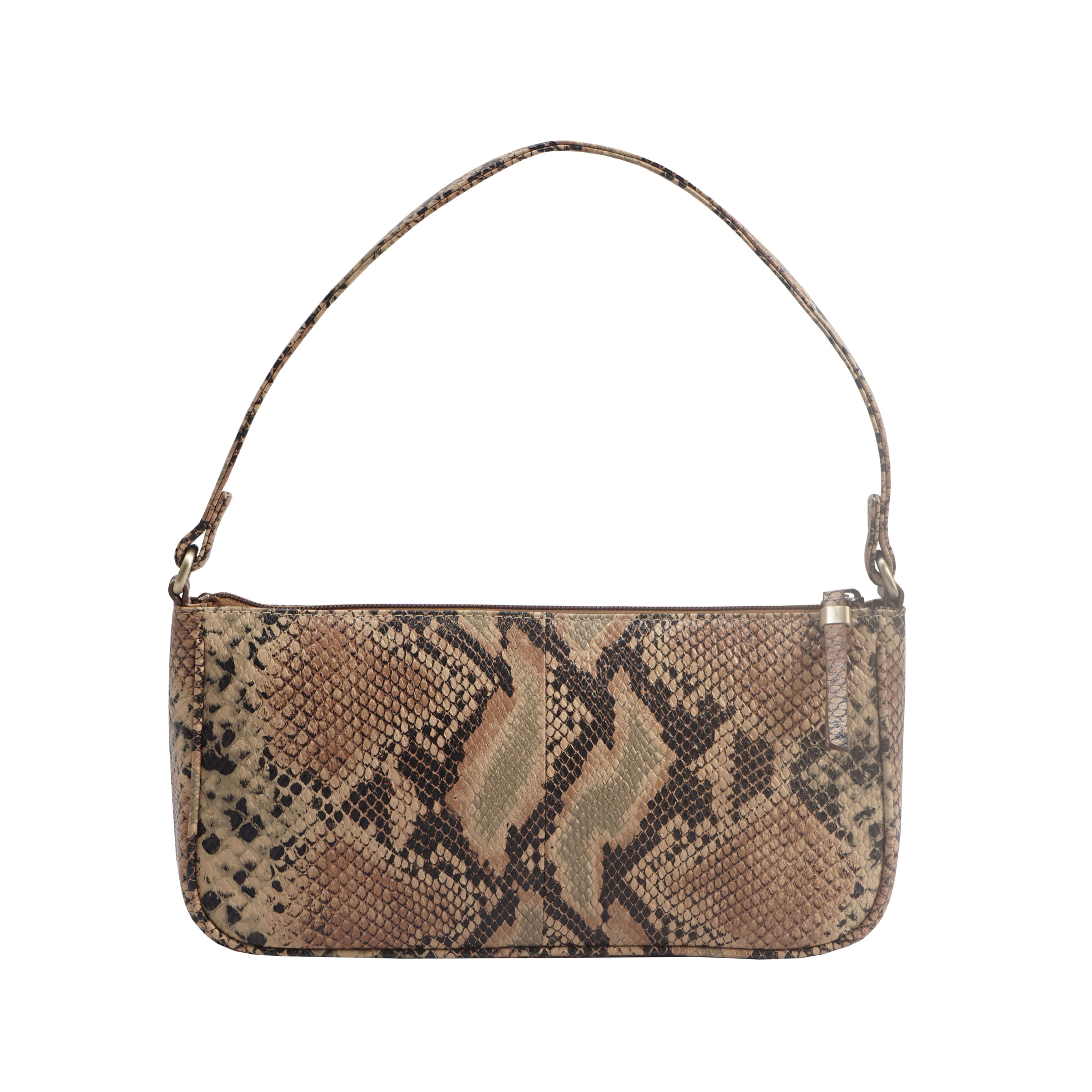 'ZARA' Tan Snake Print Real Leather Baguette Shoulder Bag for Women ...