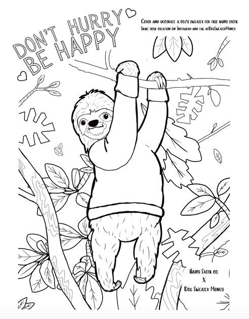 Sloth Coloring Page [Download] | Happy Sloth Co.