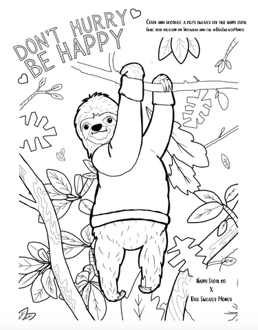 sloth coloring page preview