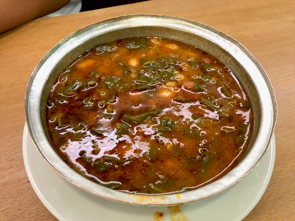 A bowl of turkey vegetable soup