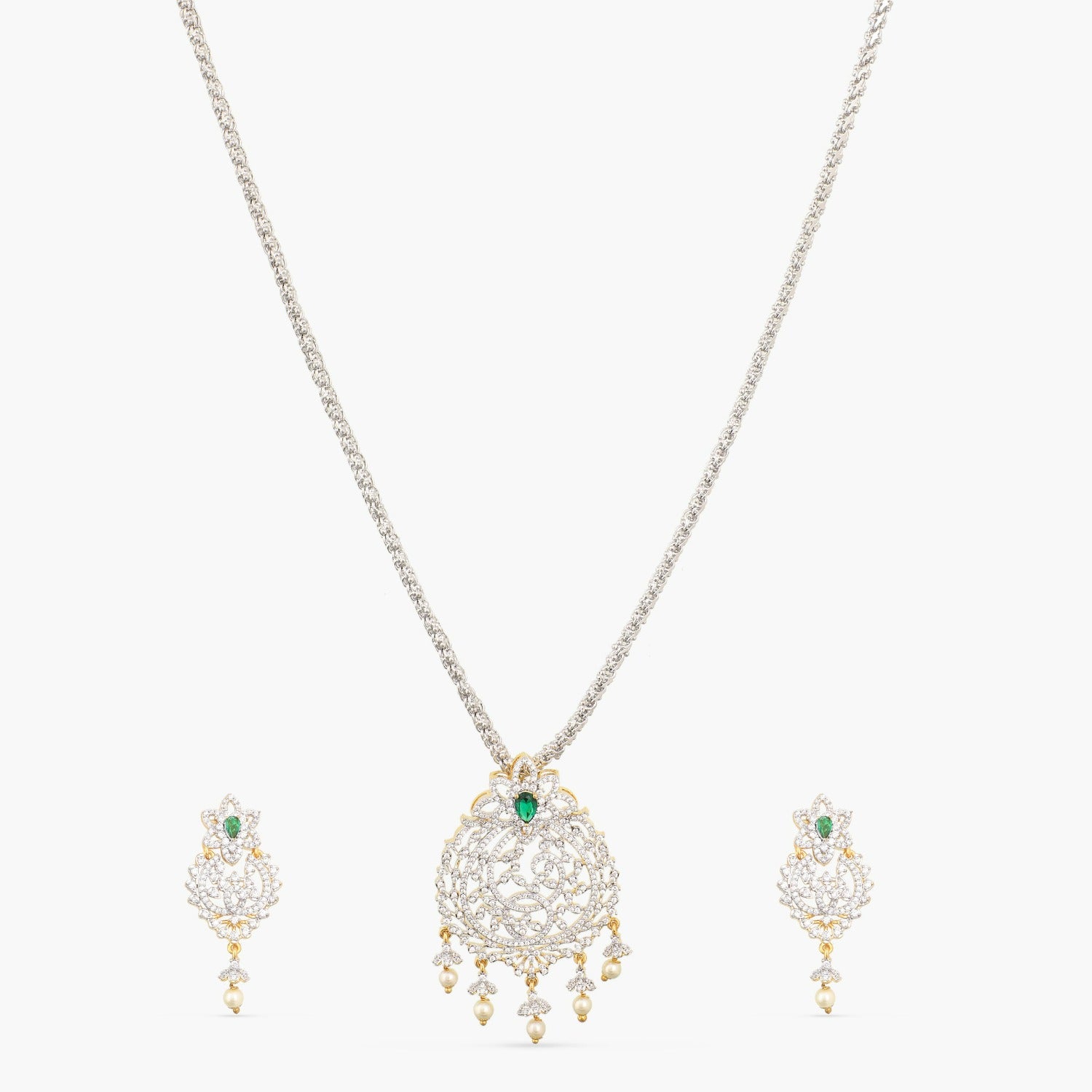 Josia Nakshatra CZ Side Pendant Necklace Pink