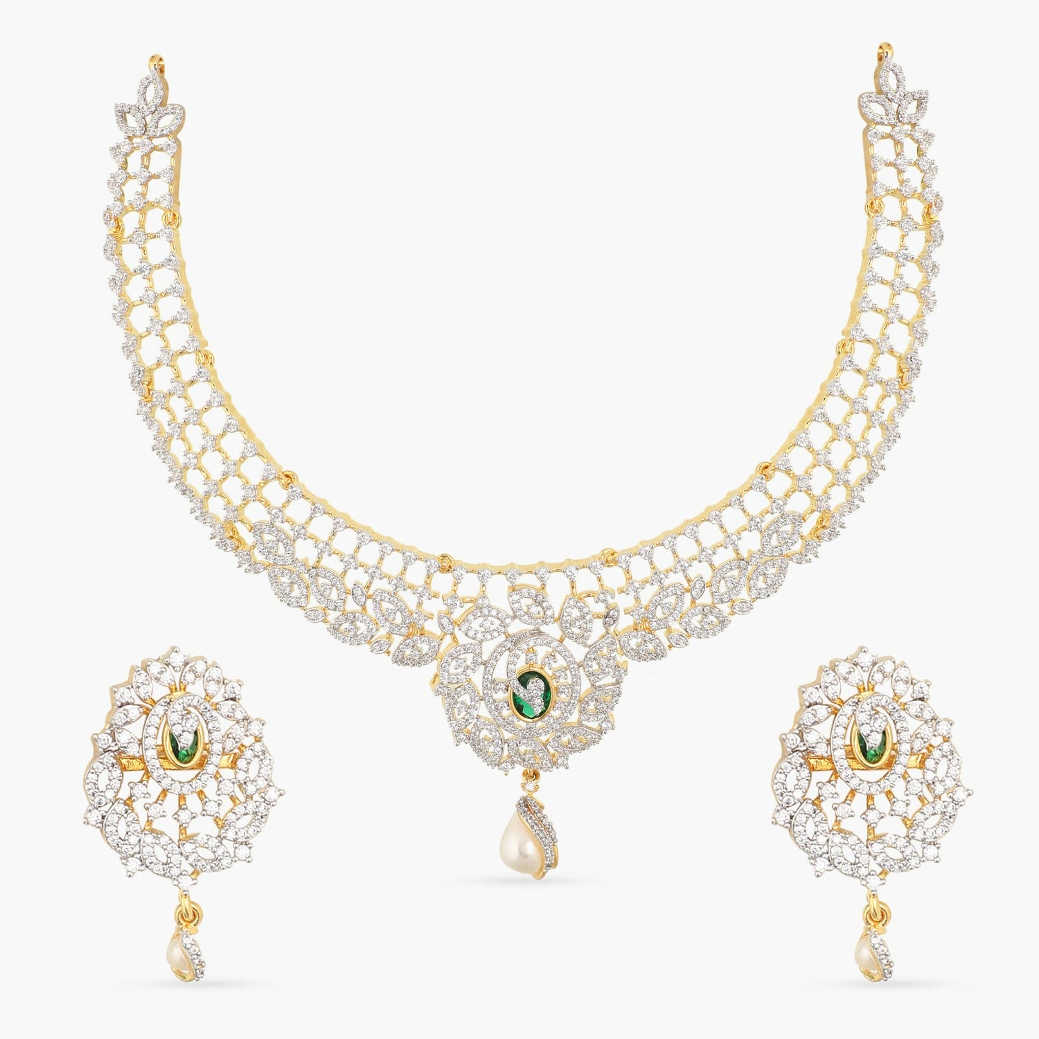 Subhi Antique Choker Set White Green