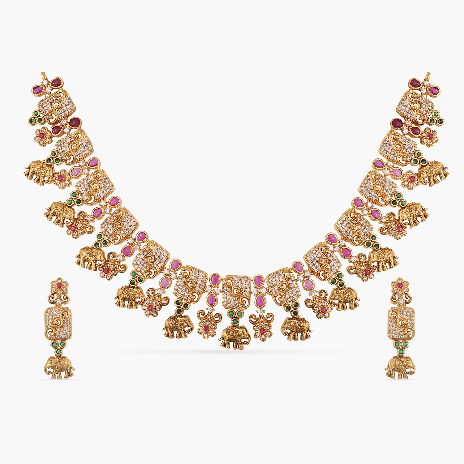 Buy Azba Leafy Floral Antique Necklace