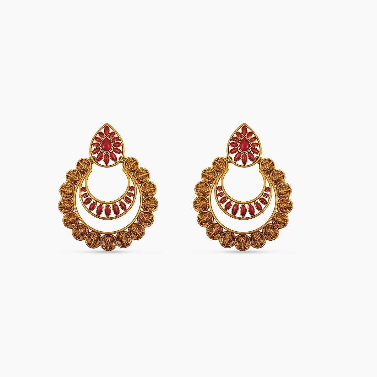Temple Jewellery Earring with Coloured Stones and Gold Polish by Leshy –  BANGLES BY LESHYA