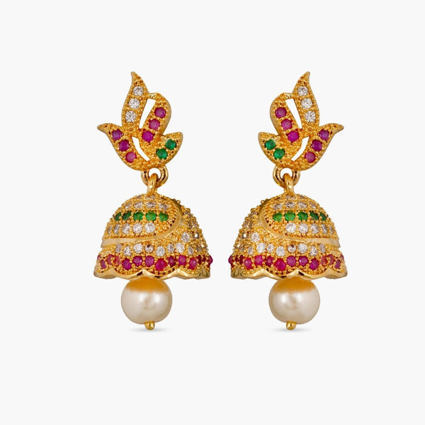 Rajas Nakshatra CZ Jhumka Earrings | Indian Earrings Online - Tarinika