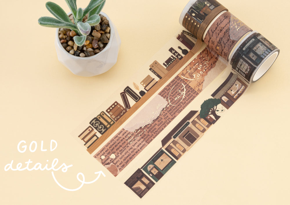 Tsuki Our Stories washi tape rolls with gold foil details