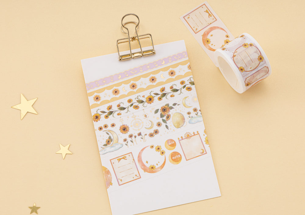 Tsuki Summer Solstice washi tape rolls with gold foil details