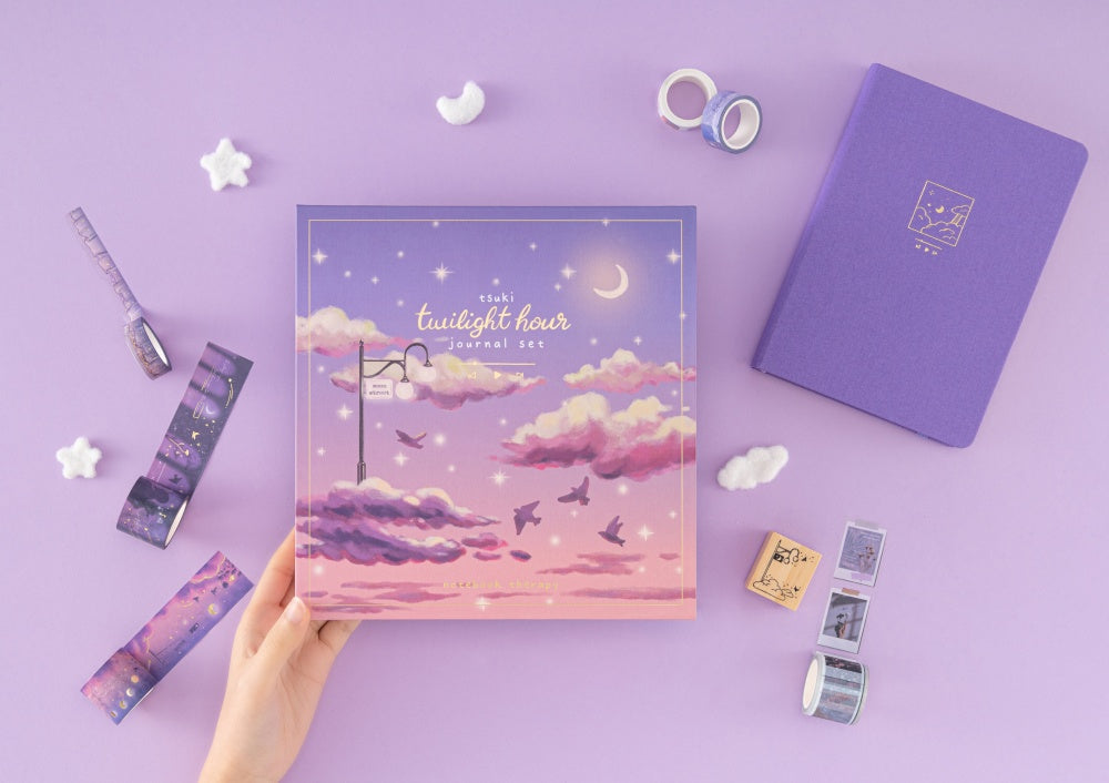 Twilight Hour bullet journal box set on purple background