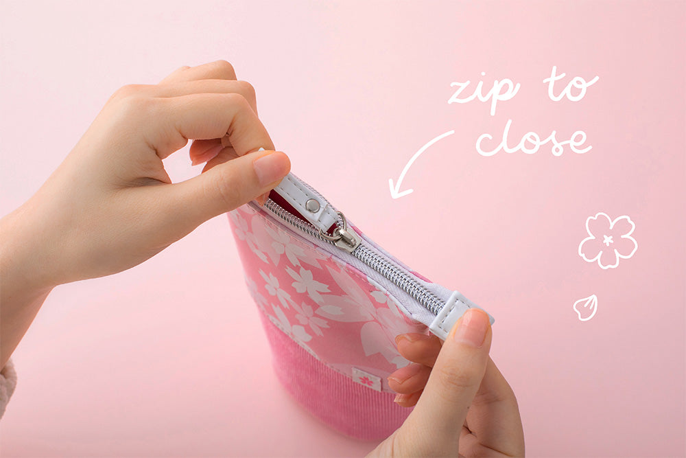 Sakura pop up pencil case zip to close strong zipper