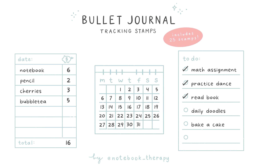 Rubber Planner Stamps Set, Habit Tracker Stamps,book Stamps for Bullet  Journal, Calendar Wood Stamp Rubber,bujo Stamps 18types 