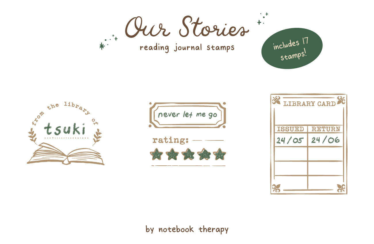 Tsuki 'Our Stories' Reading Journal Stamp Set ☾ – NotebookTherapy