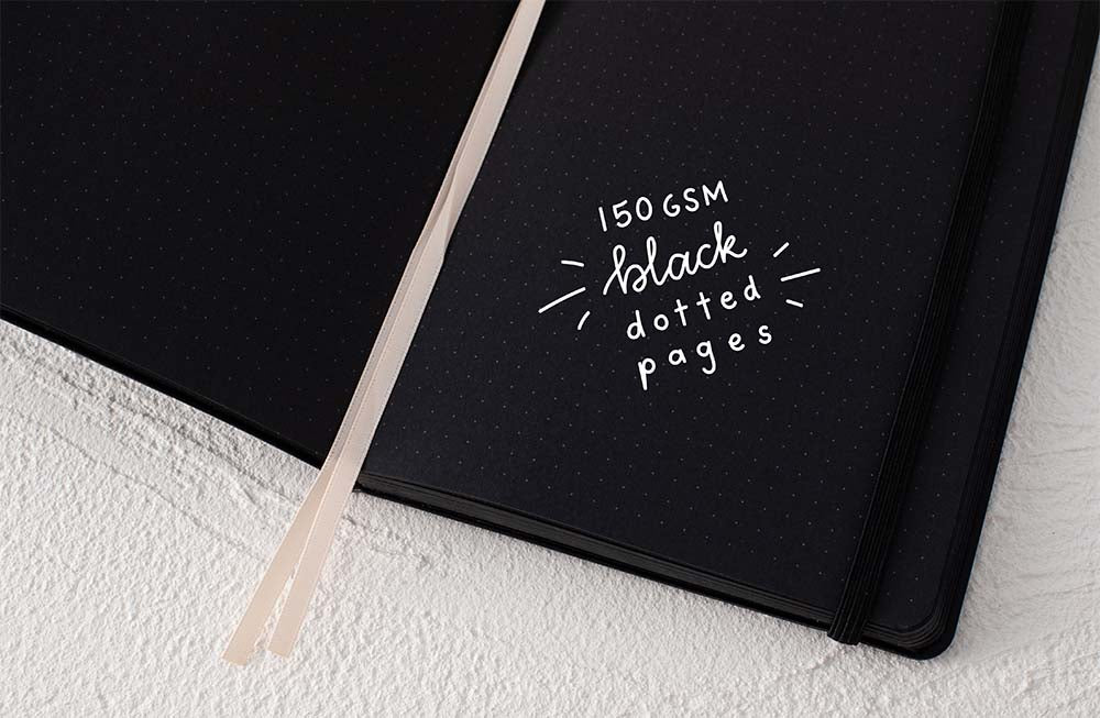 Tsuki 'Midnight Edition' Black Page Bullet Journal Notebook ☾ –  NotebookTherapy