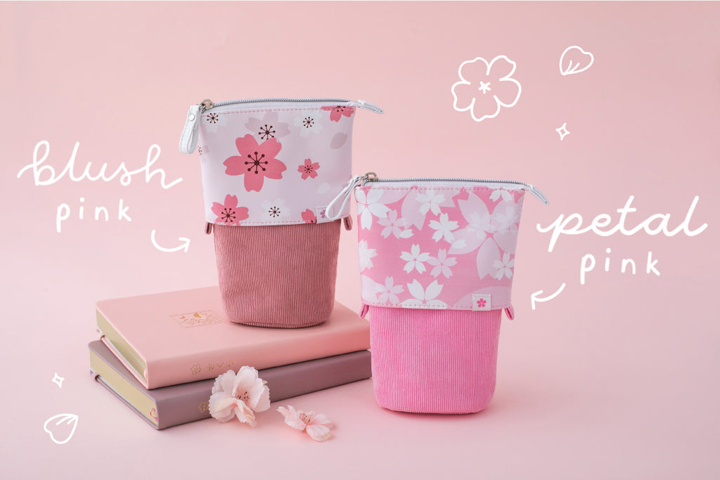 blush pink and petal pink pop up pencil case