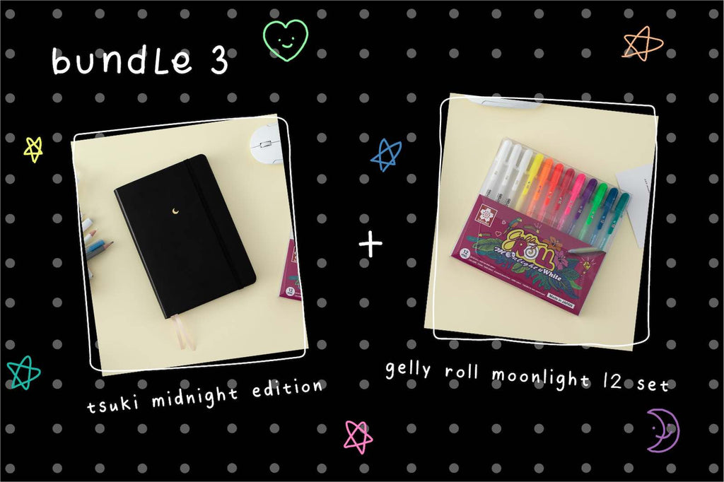 black page notebook with gelly roll 12 set pen