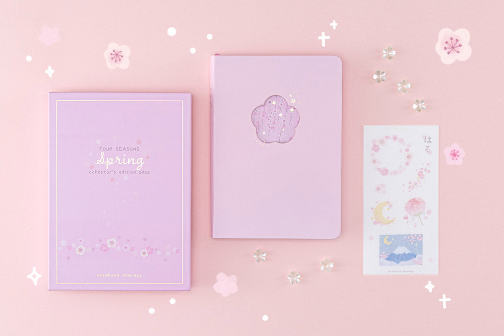 Tsuki Four Seasons: Spring Collector’s Edition 2022 Bullet Journal with flowers on light pink background