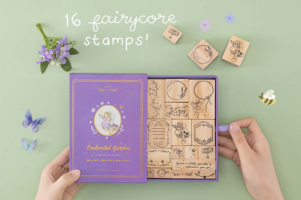 Tsuki ‘Enchanted Garden’ Stamp Set of 16 fairycore stamps