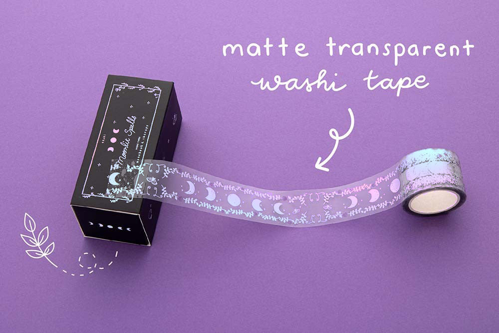 Matte transparent PET washi tape on purple background