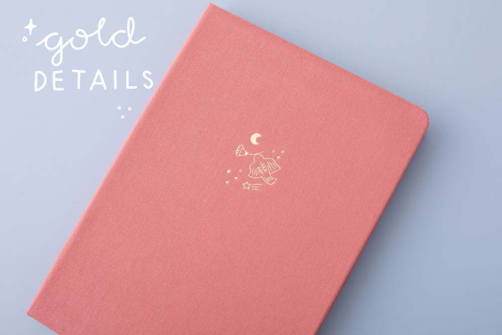 Tsuki ‘Suzume’ Limited Edition Bullet Journal with gold gilded page edges on lilac background