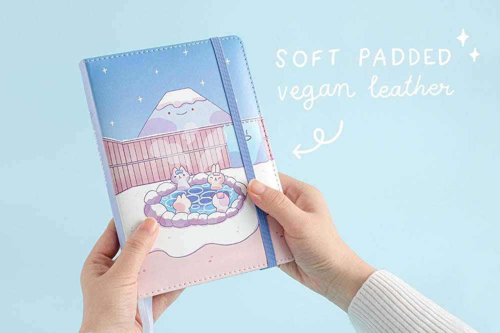 Kawaii Onsen notebook with soft padded vegan leather