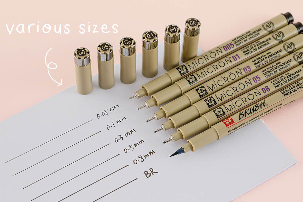 various sizes micron pen