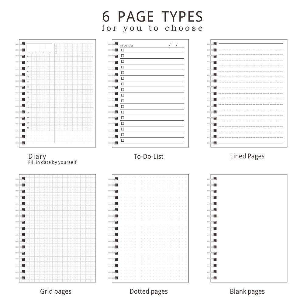 Clear Spiral Bound A5 A6 Notebook Dotted Grid Lined To Do Diar 