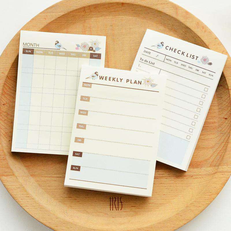 Notepad Weekly Calendar Sticky Note Writing Paper Stationery