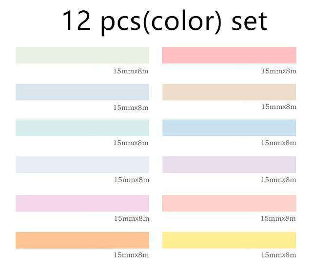 6 or 12 Set of Pastel Washi Tape