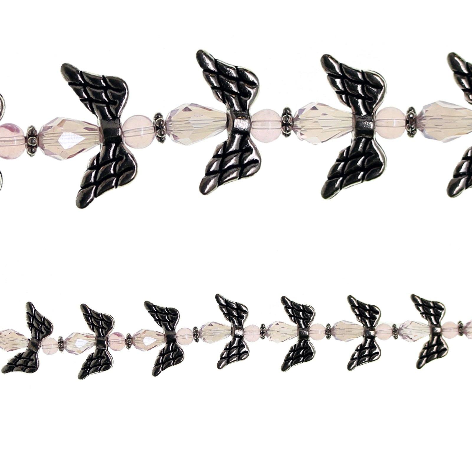 Silver Metal Large Wing Beads, 42mm by Bead Landing™