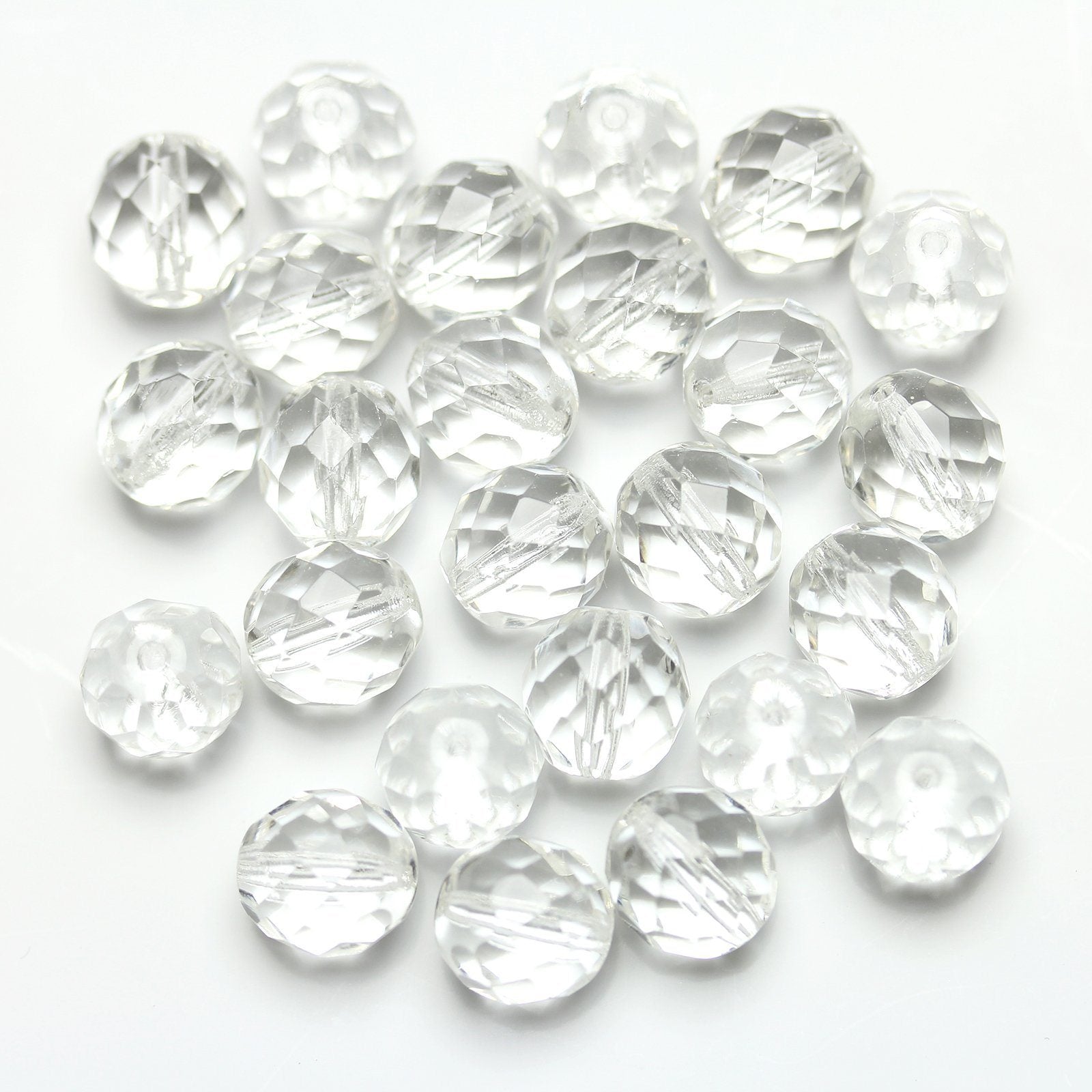 Opaque Silver Czech Faceted Fire Polished Round Glass Beads 10mm 10pcs ...