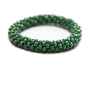 Dark Green Faceted Glass Stretch BraceletBracelets by Halcraft Collection