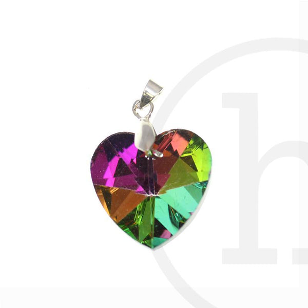 Glass Faceted Rainbow Heart Pendant - $3.99 - Pendant