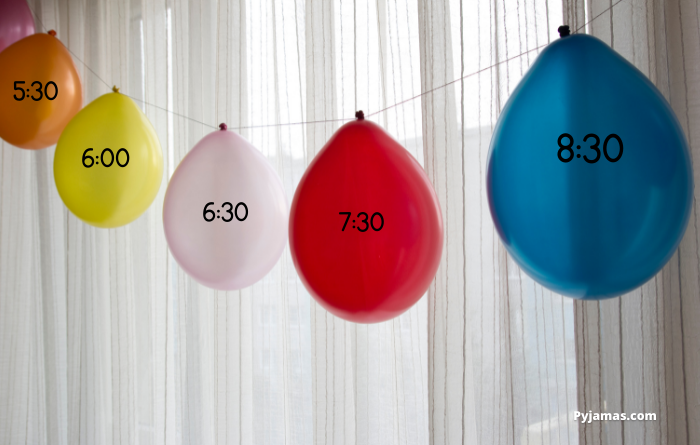 Coloured Balloons With Times on  