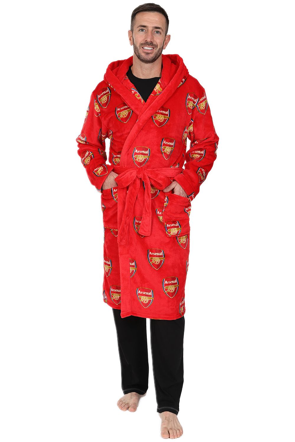 Manchester United Mens Dressing Gown Robe Hooded Fleece OFFICIAL Football  Gift | eBay