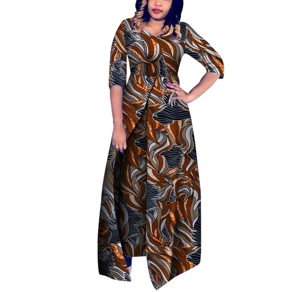 Modern African Print Half Sleeve Jumpsuit for Women W250178
