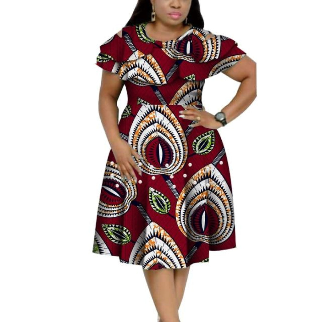 African Cotton Dashiki Wax Print Pattern Ankara Pearls Dress for Women ...