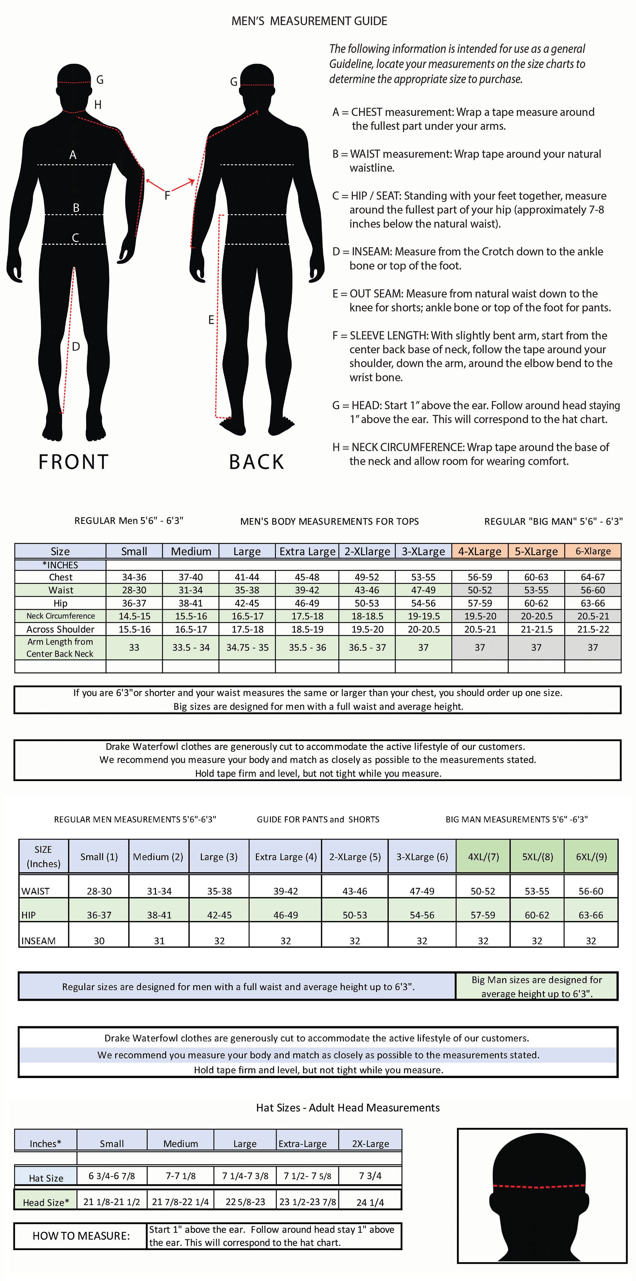 Chest Waders Size Chart