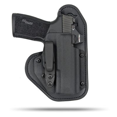Ultra Comfortable, Optic Ready, Appendix and Strong Side Leather and Kydex Holster by Hidden Hybrid Holsters for Sig Sauer P365 x Macro