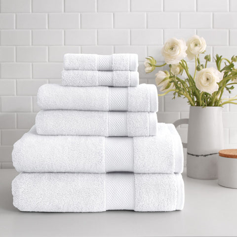 Peacock Alley Liam Essential Bath Towel Bundle in White | 12 Pieces | 100% Extra-Long Staple Cotton