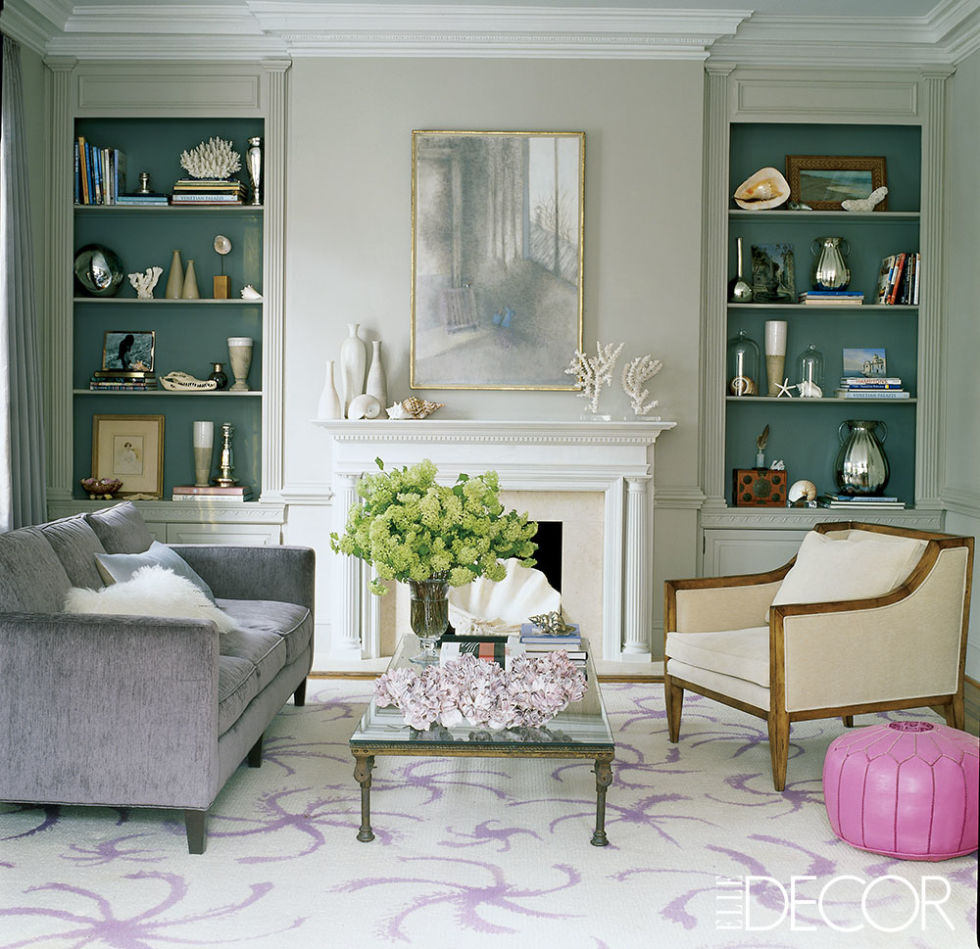 Artfully arranged bookshelves in a tastefully elegant room