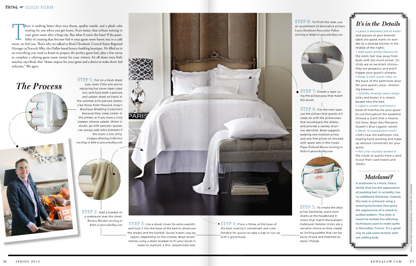 Second and third page of Anatomy of a Guest Bed from the Spring 2013 issue of Bungalow