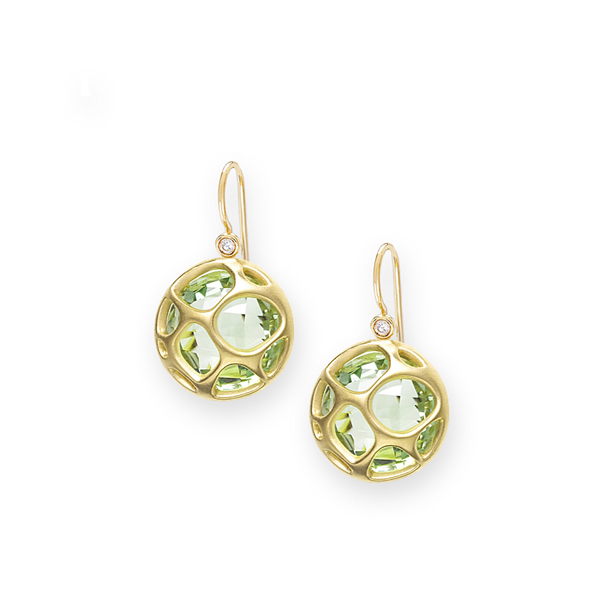 Green Quartz & Diamond Earrings