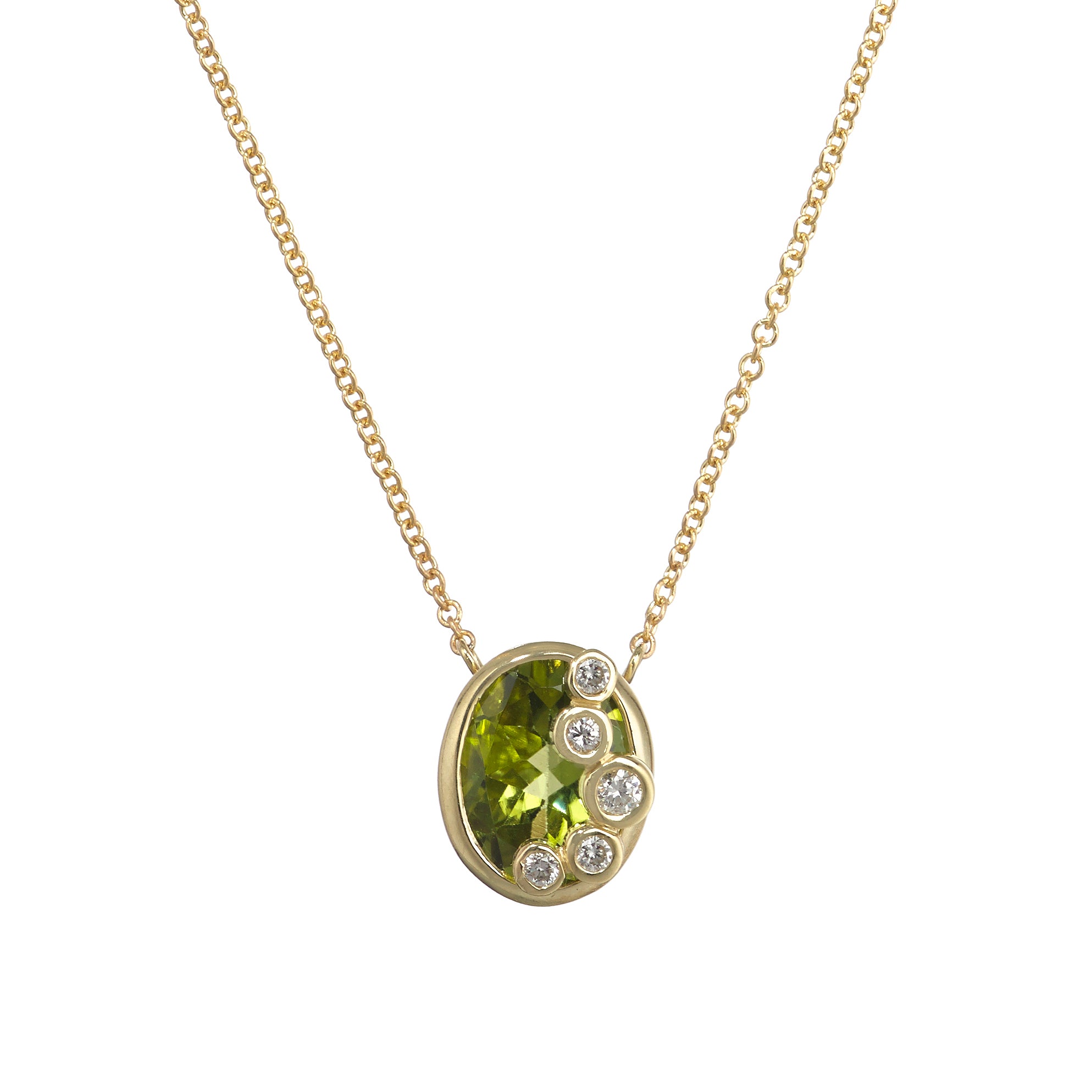 Throwing Stones Necklace Peridot & Diamonds