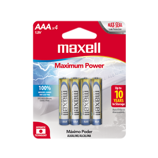 BATERIAS ALCALINAS MAXELL AA (LR6-4BP) - PAQUETE DE 4.