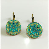 vintage mandala symbol flower earrings